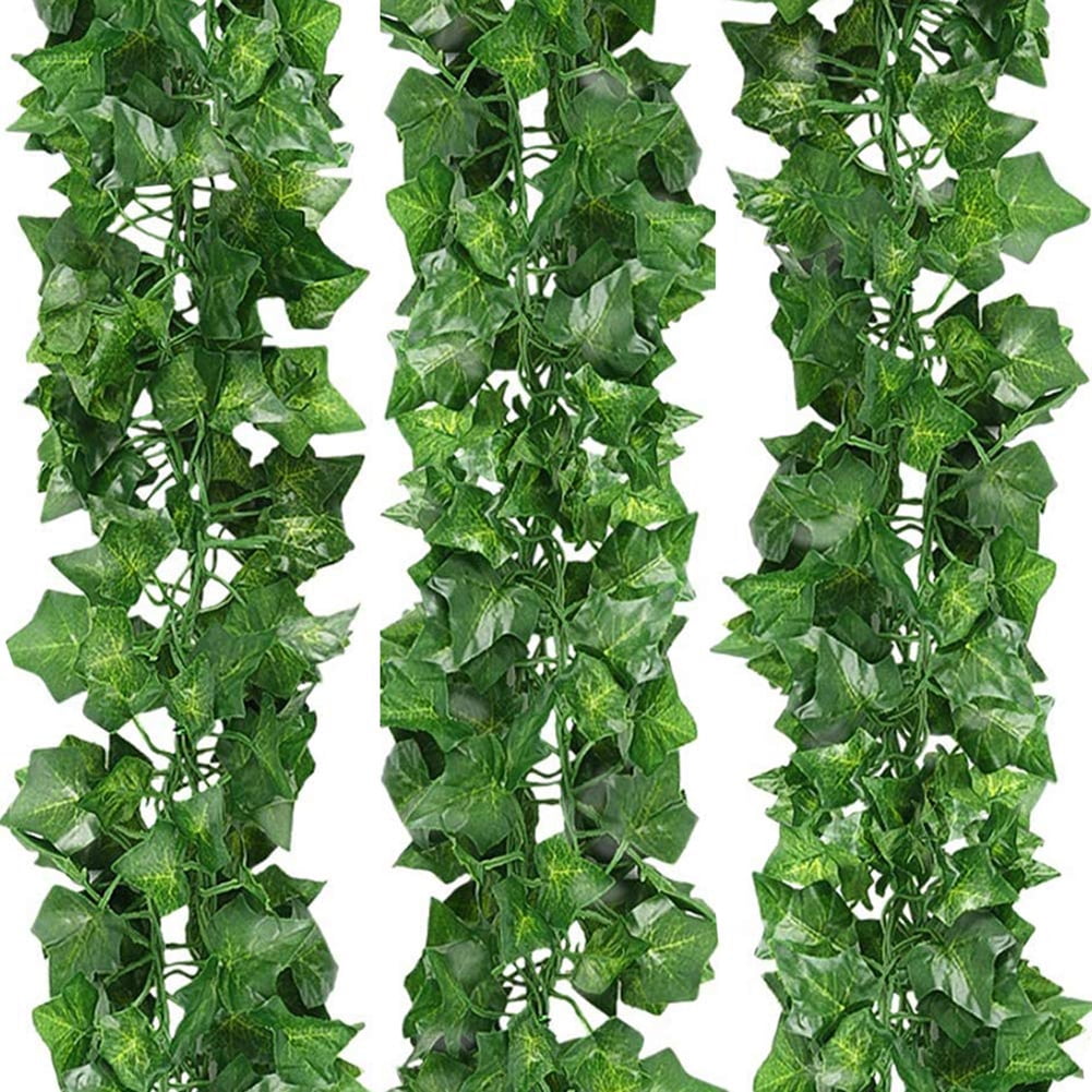 12pcs Artificial Hanging Plant Leaf Fake Foliage Ivy Vine Garland Leaves Wreath 