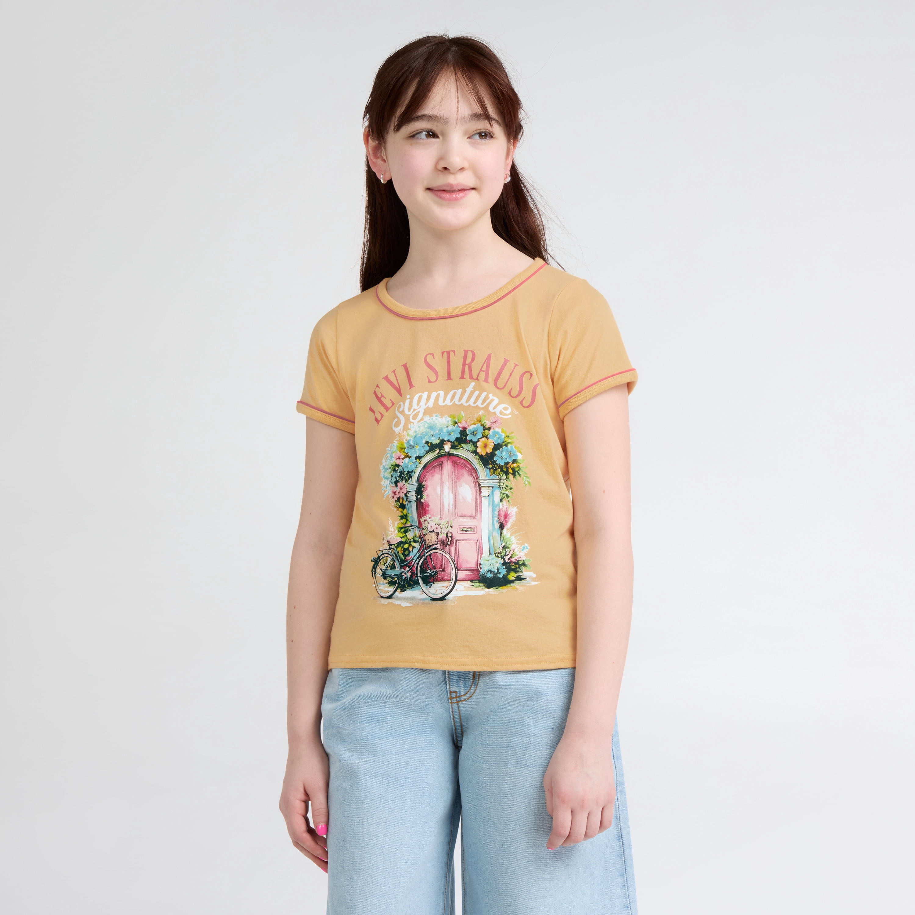 Levi Strauss Signature Girls Short Sleeve Graphic Top, Sizes 4-16