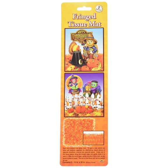 Packaged Fringed Tissue Mats 15" X 30" Golden-Yellow, Orange, Red - 12 Pack (2 Per Package)