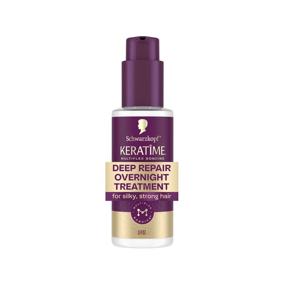 Schwarzkopf KERATIME Deep Repair Overnight Treatment for Damaged, Dry Hair, 3.4 fl oz