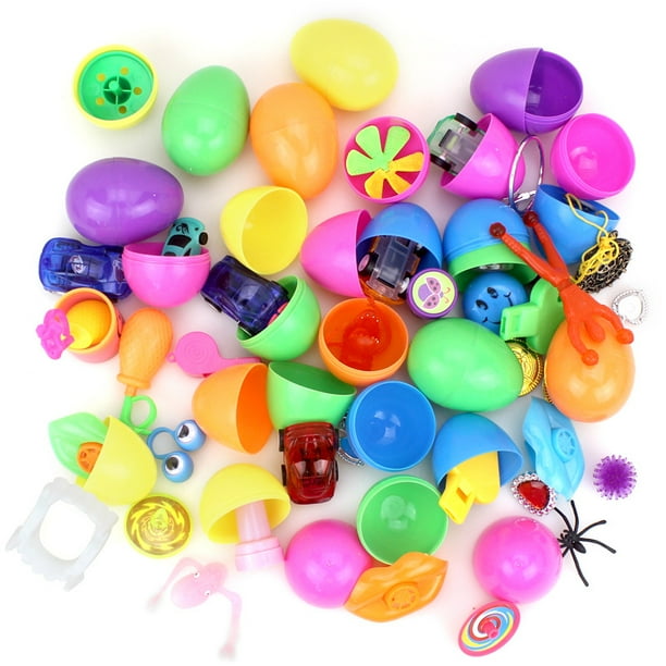 35 Pieces Toys Filled Surprise Eggs, 2.4 Inches Bright Colorful Prefilled Plastic Surprise Eggs