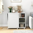 thumbnail image 2 of Costway Folding Sewing Table with Storage Shelves 2 Storage Bins & 18 Pegs Lockable Casters, 2 of 10