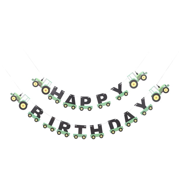 EeaseMX Guirnalda de cumpleaños de tractor, banderines de tractor para fiestas de cumpleaños de tractores, decoraciones (verde)