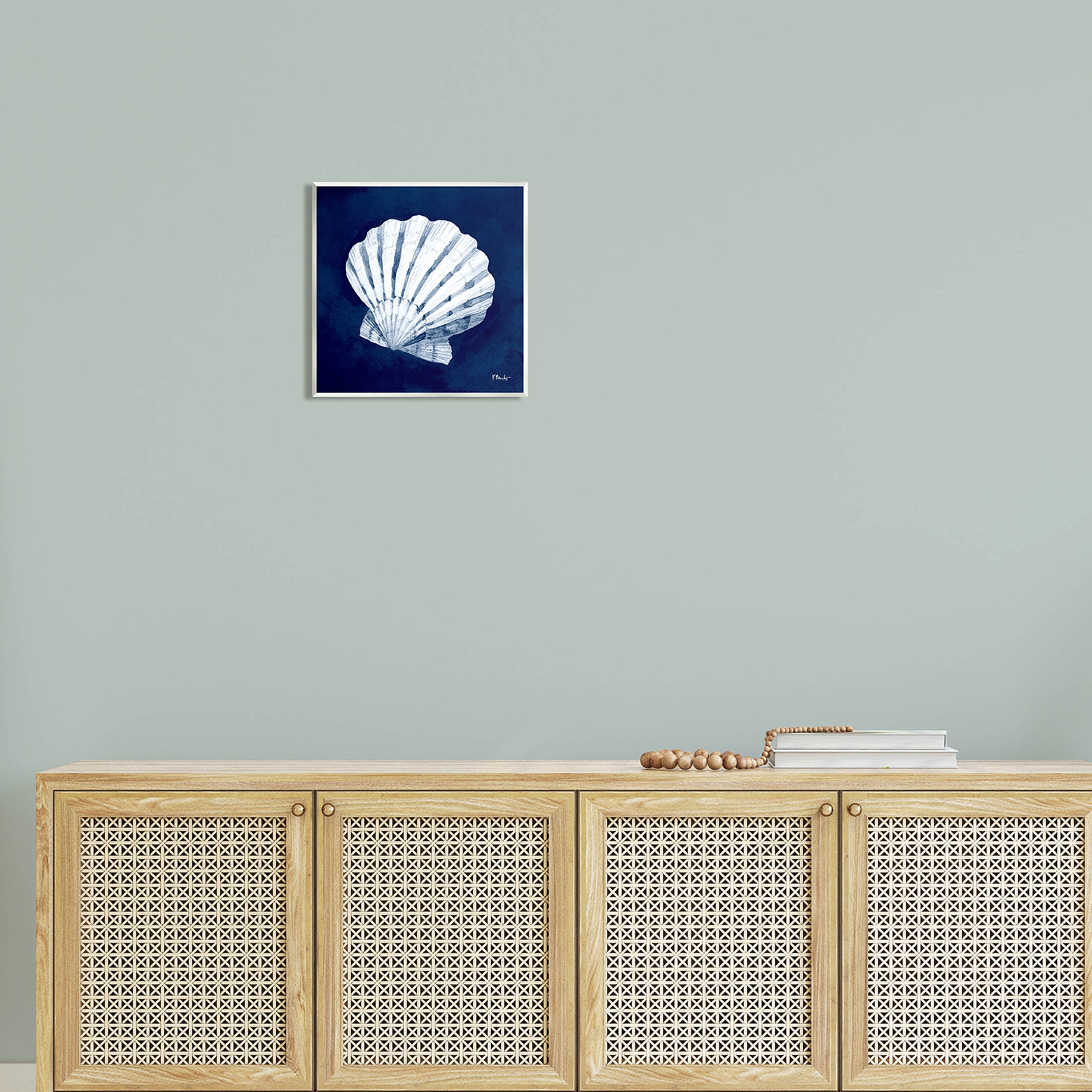 Stupell Industries Cyanotype Shells Traditional Scallop Graphic Art Unframed Art Print Wall Art, Design by Paul Brent