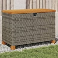 thumbnail image 1 of vidaXL Garden Storage Box Grey 80x40x48 cm Poly Rattan Acacia Wood, 1 of 5