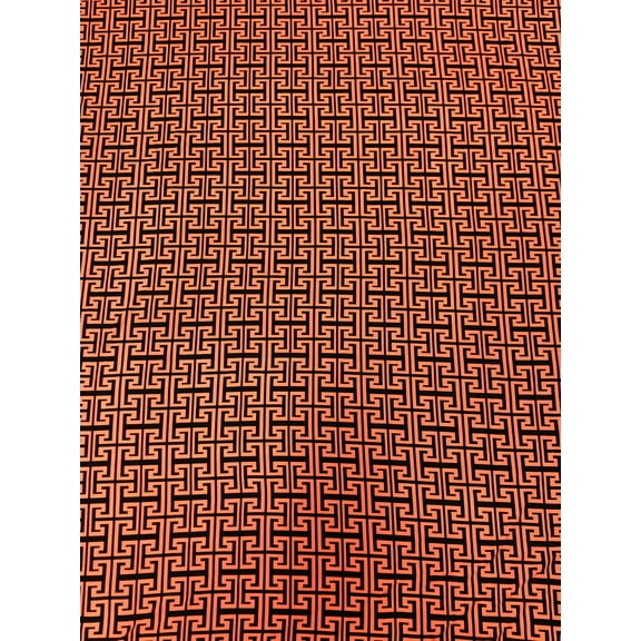Polyester Spandex Venezia 2 ways Stretch Neon Orange Greek Key Design