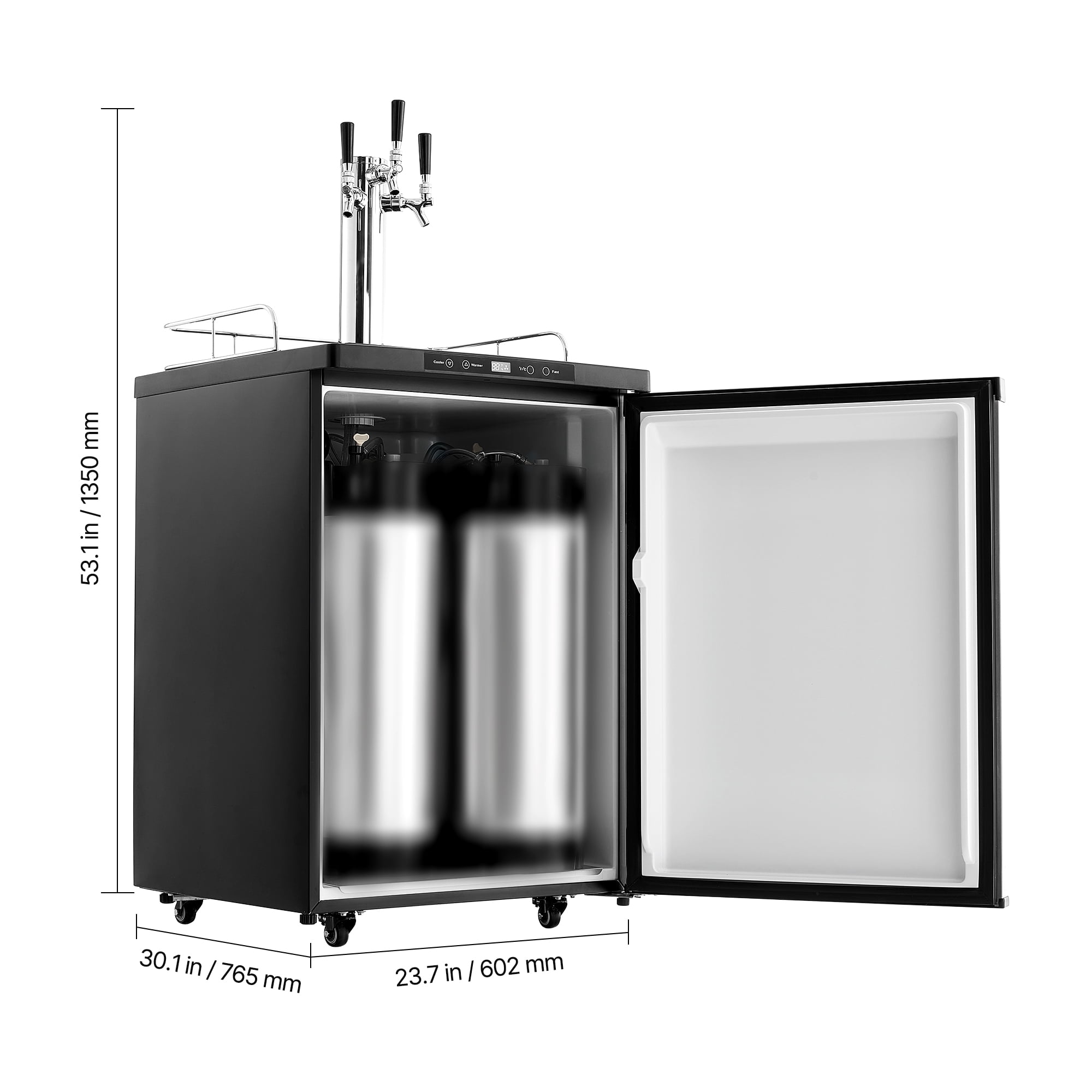 VEVOR Beer Kegerator, Triple Tap Home Draft Beer Dispenser for Ball Lock, Full Size Keg Refrigerator with 5lbs CO2 Tank, Hold 2 Sixth / 2 Slim / 3 Ball lock keg, 162L