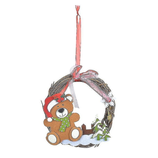 Corona de Feliz Navidad, coronas de ratán, corona colgante para puerta delantera, adorno de Navidad