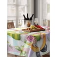 thumbnail image 6 of Watercolor Floral Gnomes Table Cloth, Waterproof Tablecloth for Rectangle Tables, Spring Flowers Butterflies Grid Reusable Washable Fabric Table Cover for Restaurant Kitchen Dining Tables 52"x70", 6 of 9