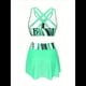thumbnail image 4 of Conjunto de Bikini de Cintura Alta para Mujer, Falda con Control de Abdomen, Traje de Baño de Dos Piezas con Estampado de Control de Abdomen Verde L, 4 of 6