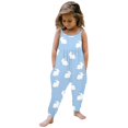 thumbnail image 2 of Ruyang Toddler Girls Bunny Printed Overall Jumpsuit My First Easter Outfit Baby Sleeveless Spaghetti Strap Romper Summer Clothes, 2 of 5