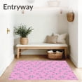 thumbnail image 3 of ODIKA 2'x3' Machine Washable Non-Slip Area Rug, Whimsical Snow Crystal Symphony Holiday Embellished Design High Traffic Rug with Pad, Pink, 622779, 3 of 8