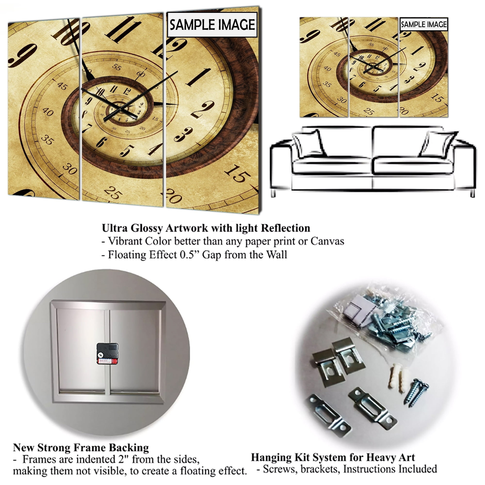 Designart 'Gold Geometric Tapestry II' Modern Wall Clock