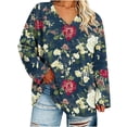 thumbnail image 3 of GERsome Women's Plus Size Shirts V Neck Long Sleeve Tunic Tops Print Casual Blouses Size 3XL, 3 of 7