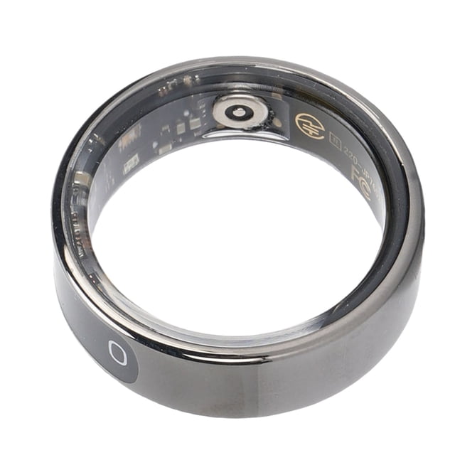 Smart Fitness Tracker Ring with Display Screen Control Taking Picture 50 Meter Waterproofing Smart Ring for Sports Running Black
