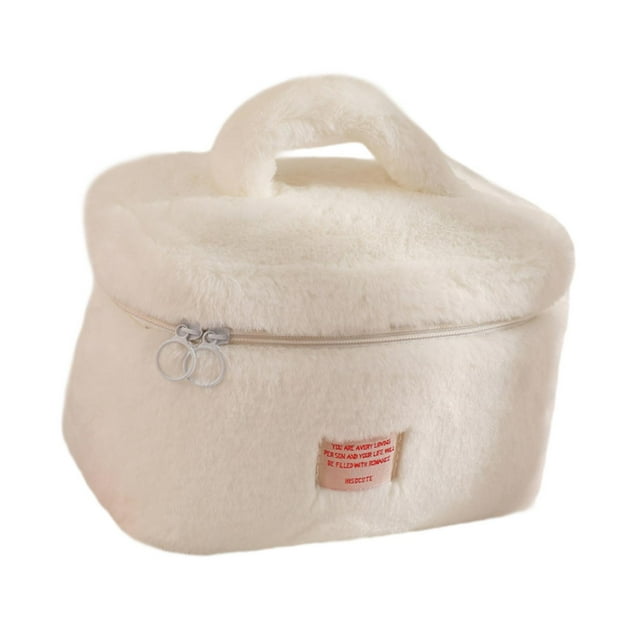 Bolsa de maquillaje de felpa jinwen organizadora de maquillaje grande para viajes de negocios