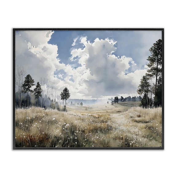 Stupell Industries Farmhouse Blue Kissed Landscape Black Framed Giclee Art, 14 x 11, by Franklyn Gregory