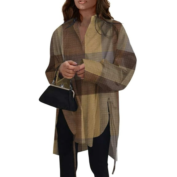 Ovticza Button Down Womens Blouses Plus Size Long Sleeve Casual Work Clothes for Women Business Shirts for Women Womens Blouses and Tops for Work Yellow L