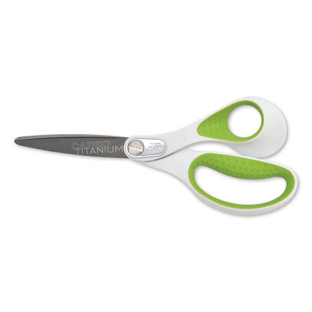 Carbotitanium Bonded Scissors, 8" Long, 3.25" Cut Length, White/green Straight Handle | Bundle of 5 Each