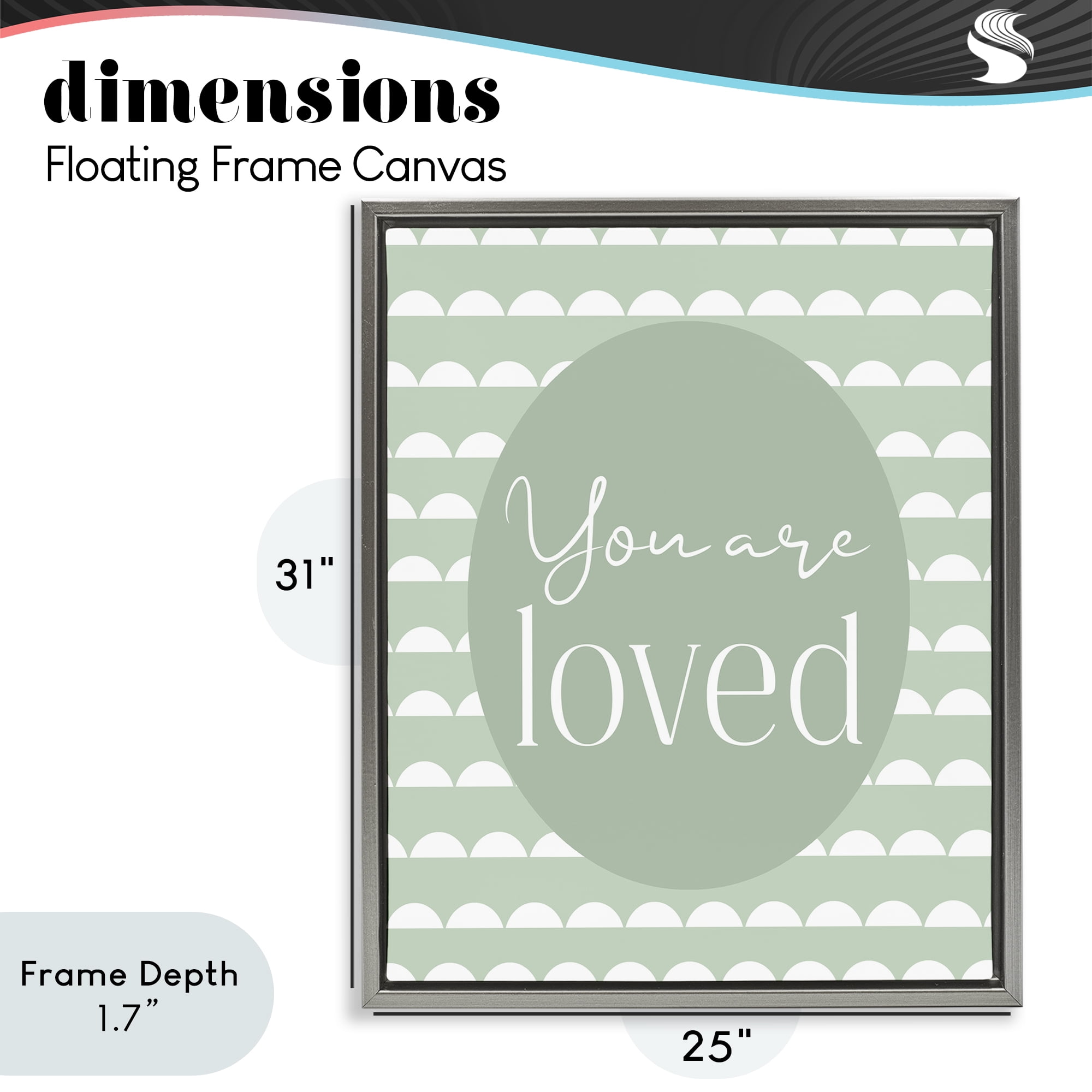 Stupell Industries You Are Loved Light Green Gray Framed Floater Canvas Wall Art, design by Christine Simpson Art