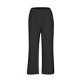 thumbnail image 4 of ShomPort Cotton Linen Pants for Women Wide Leg Elastic Waisted Casual Summer Trousers Loose Comfy ted Lounge Pants (Black 16), 4 of 6