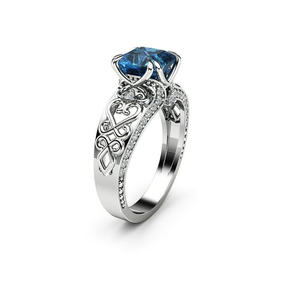 14K Gold Filigree Topaz Ring