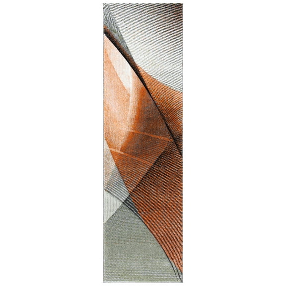 SAFAVIEH Hollywood Celandine Abstract Runner Rug, Grey/Orange, 2'3" x 12'