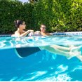 thumbnail image 6 of Big Joe Lux Bali Sling Pool Float, Black and White Cape Stripe, Premier Mesh, Durable UV Protected Polyester Blend, No Inflation Needed, 6 of 8
