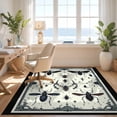 thumbnail image 3 of Design&I 8'x10' Washable Area Rug Gothic Insect With Ornate Victorian Scrollwork Border Accents for Dining Room, Large Office, Lounge, Snag-Free, 3 of 7