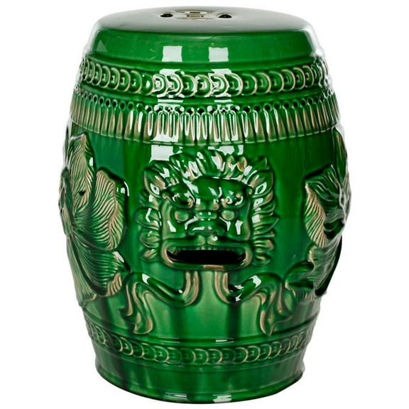 Safavieh 18 in Chinese Dragin Ceramic Garden Stool, Green