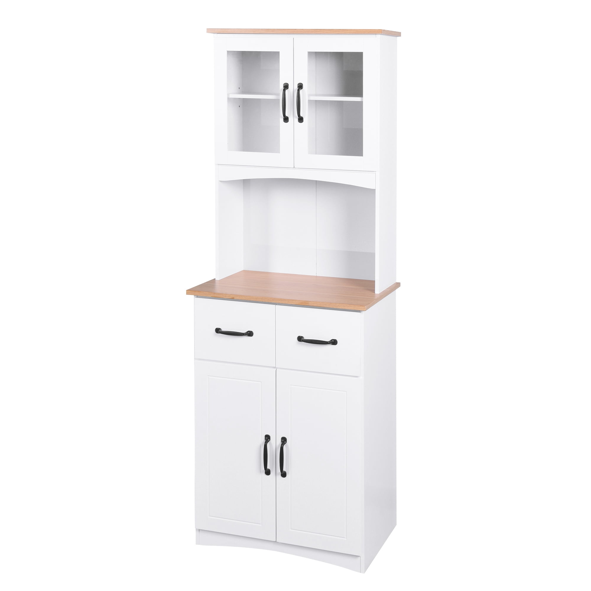 White Microwave Stand with Top and Bottom Cabinets - Walmart.com