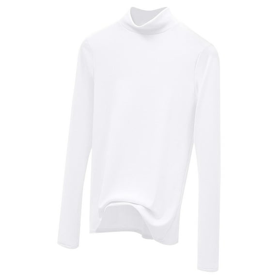 felwors Women's Turtleneck Thermal Base Layer Top - Brushed Fleece Lined, Moisture-Wicking Long Sleeve Slim Fit Shirt for Cold Weather White, XXL