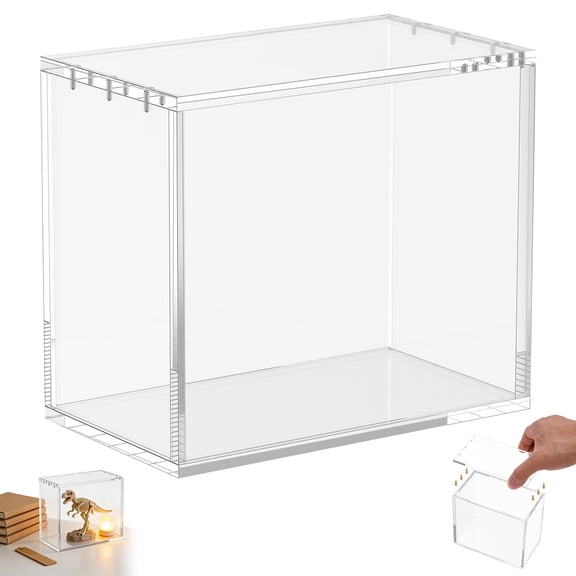 Threns Acrylic Display Case Clear Action Figure Display Case with Mirrored Back, Dustproof Protection Display Box Alternative Glass Case for Collectibles Figures Models Doll Toys Magnetic Closure