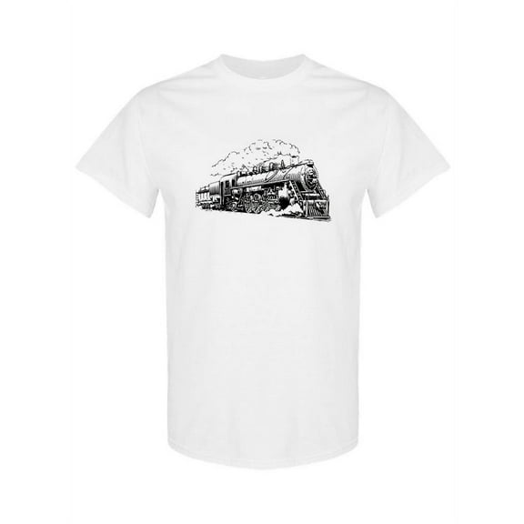 SPIdeals Mens Graphic Tee - Train Sketch - Regular Fit 100% Cotton