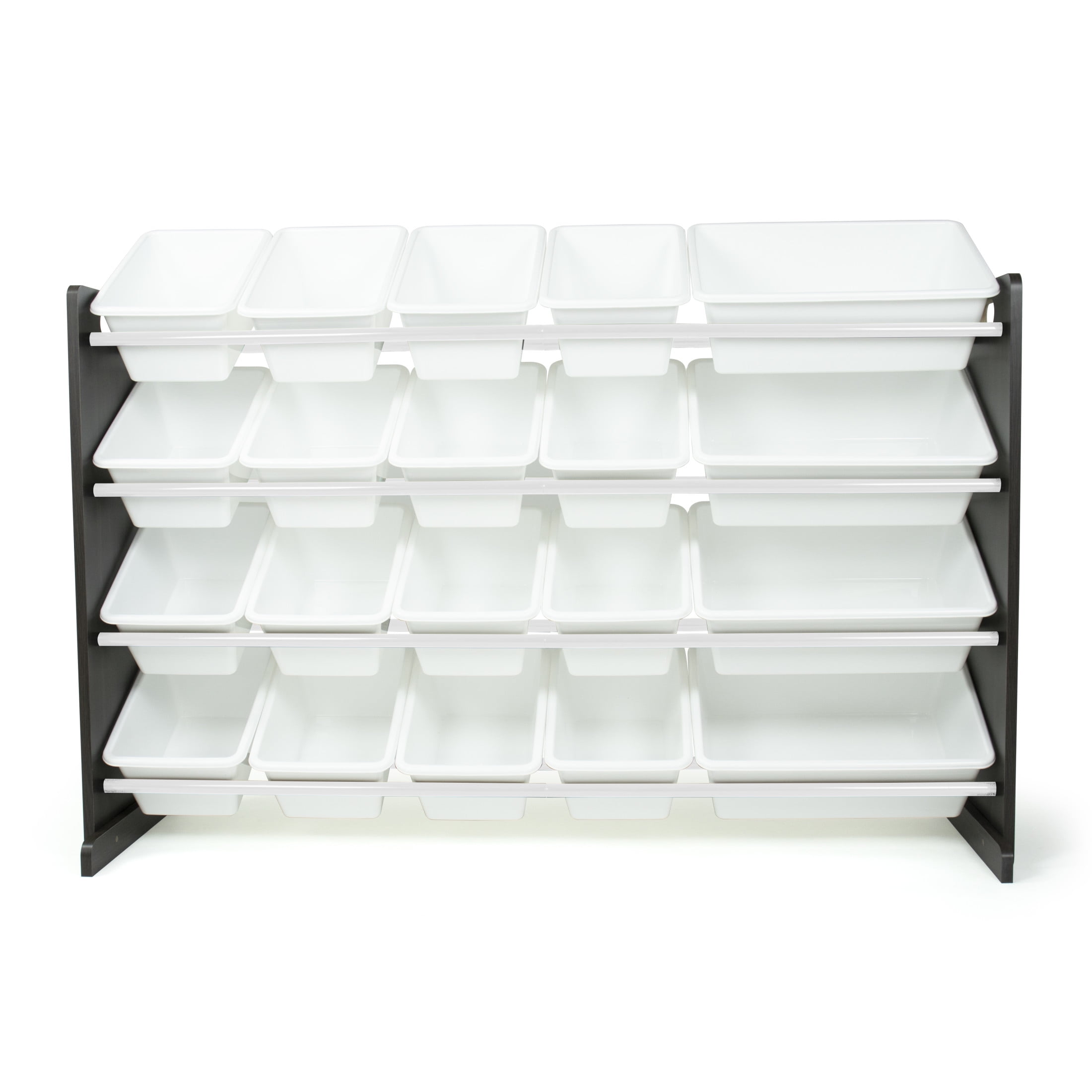 Humble Crew Espresso Extra Large Kids Toy Storage Organizer with 20 Plastic Storage Bins, Espresso/White