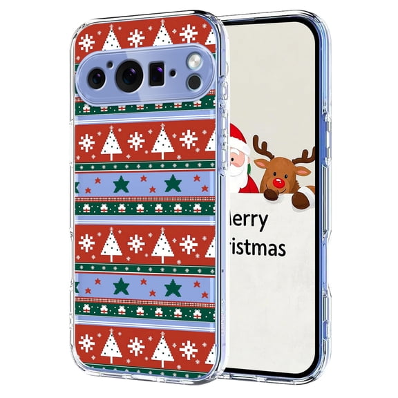 ELEHOLD Case for Google Pixel 10 /10 Pro, Christmas Slim Shockproof Clear TPU Cover, Raised Edge Screen/Camera Protection,A