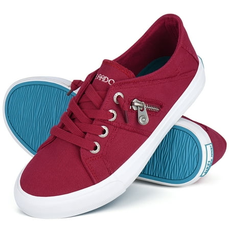 

JENN ARDOR Womens fashion Canvas Sneaker Casual Flats Walking Shoes for Women Red Size 7.5