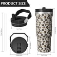 thumbnail image 4 of Leopard Print 30oz Handheld Travel Tumbler with Handle – Double Wall Stainless Steel Insulated Cup, Flip Straw Lid, Leak-Proof & BPA-Free for Hot and Cold Drinks – Durable Coffee & Juice Mug Black, 4 of 6