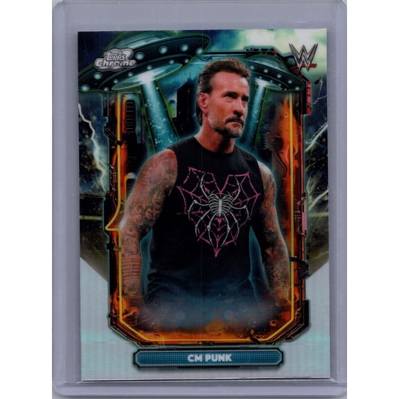 Collectible 2026 Topps Chrome WWE Extraterrestrial CM Punk #ET-7 Trading Card Raw WWE Wrestling Trading Card