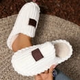 thumbnail image 3 of Fuzzy Slippers for Women Men Guest Adult Cozy Plush Memory Foam House Slides Shoes Winter Bedroom Home Slip on, 3 of 5