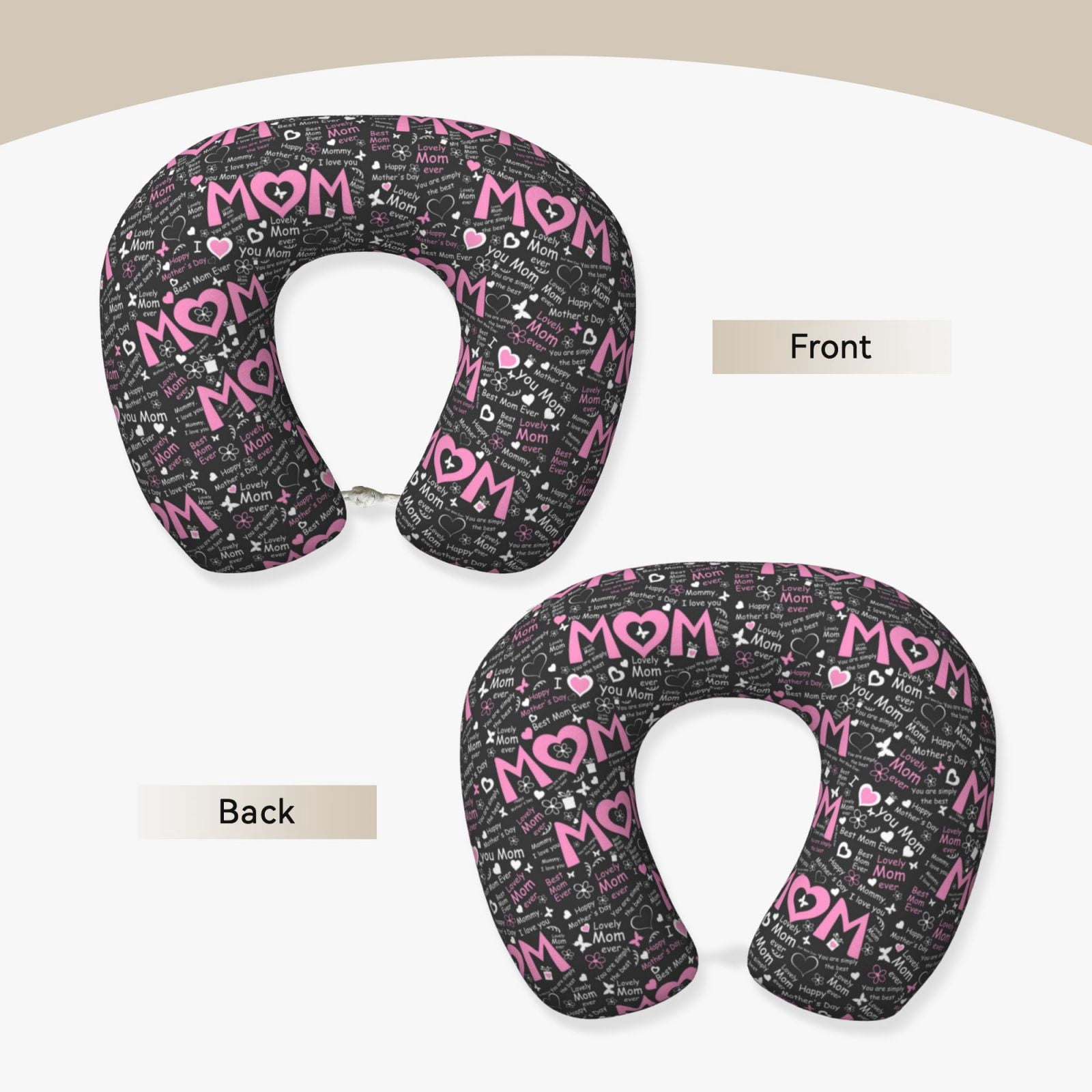 Xecao Lovely Mom Ever Print Memory Foam Cervical Neck Pillow Versatile U-Shaped Pillows for Home,Office,Camping,Travelling,Soft Washable Cover