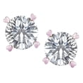thumbnail image 3 of Star K� Round 7mm Genuine White Topaz Push Back Stud Earrings with Heart Prongs, 3 of 9