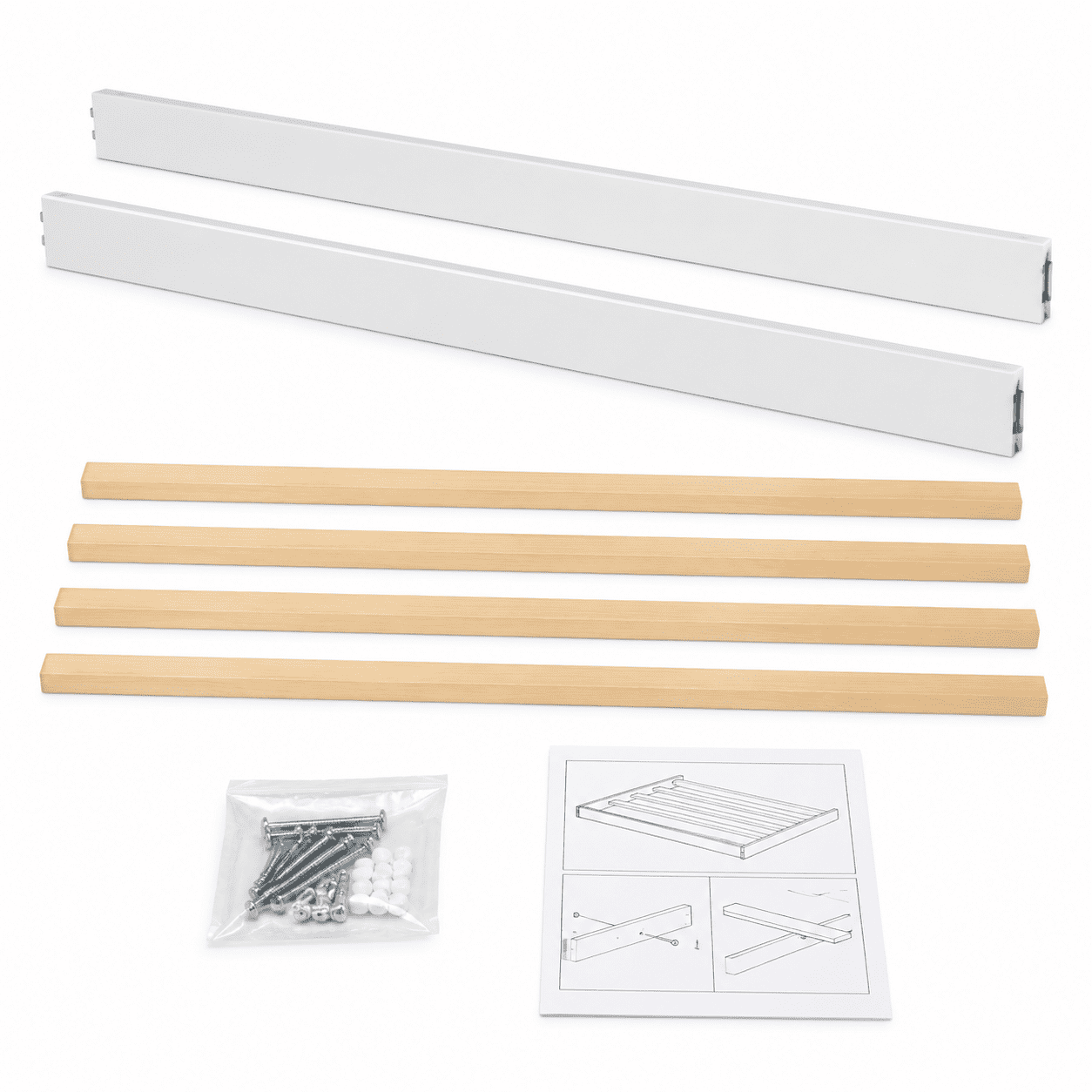 Universal Replacement Hook-On & Bolt-On Wood Bed Rails for Twin & Full Beds