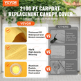 thumbnail image 2 of Vevor CKPB10X20FTMRCY4TV0 10 x 20 ft. Carport Replacement Canopy Cover, Beige, 2 of 26