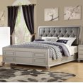 thumbnail image 2 of Benzara Wooden E.King Bed With Shinny Gray PU-HB, Silver Finish, 2 of 3