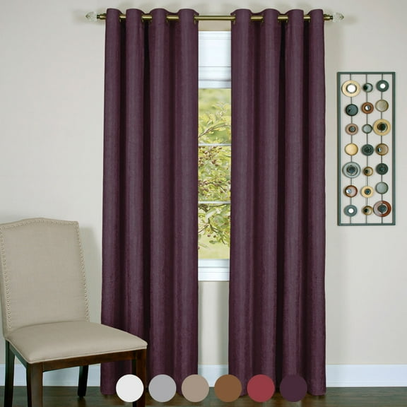 Dark Purple Solid Textured Window Blackout Curtain Line Panel with 8 Grommets (1.5" Diameter) Set of 2 Panels 50" (W) x 84" (L)