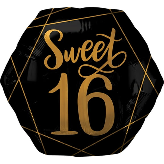 Elegant Sweet 16 Black Balloon 23"