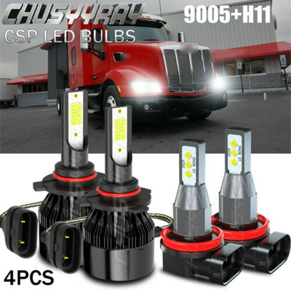 For Peterbilt 579 587 Trucks Light 6000K 9005 H11 Hi/Lo Combo LED Headlight Bulb