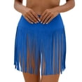 thumbnail image 2 of Warop Women's Solid Color Swim Skirt with Fringe Trim, Beach Style Swimwear for Swimming and Vacation, 2 of 7