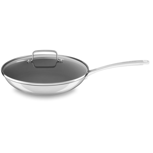 Kitchenaid Stainless Steel 12" Nonstick Skillet With Lid (Kc2S12Knls